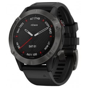 GARMIN GPS chytré hodinky fenix6 Sapphire, Gray/Black Band (MAP/Music) 010-02158-11