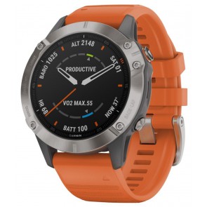GARMIN GPS chytré hodinky fenix6 Sapphire, Titanium/Orange Band (MAP/Music) 010-02158-14